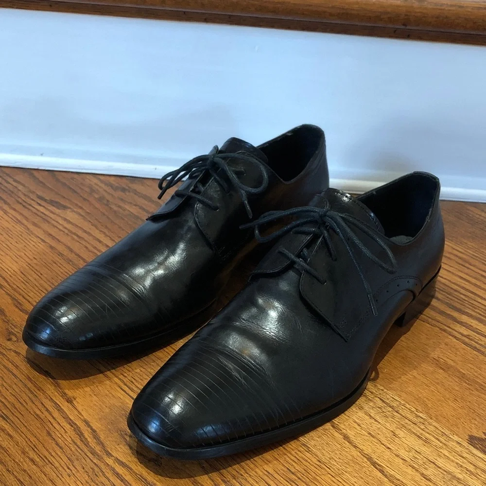 Kenneth Cole, men’s black leather dress shoes, size 10.5 - Picture 1 of 9